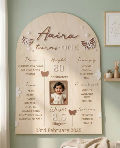 First Year Baby Milestone Board - Butterfly theme