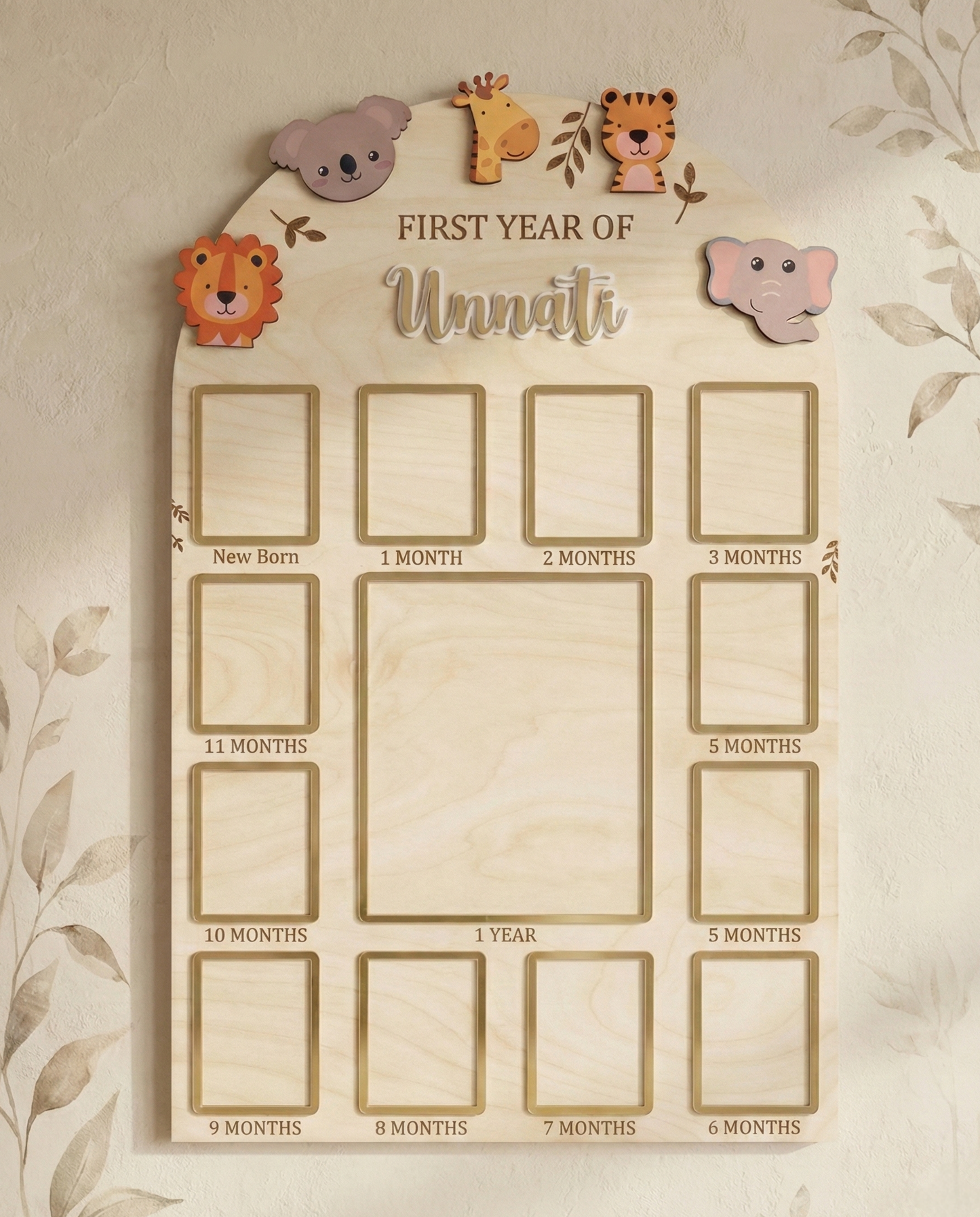 12 MONTH NEW BORN BABY PHOTO BOARD | JUNGLE THEME | LARGE