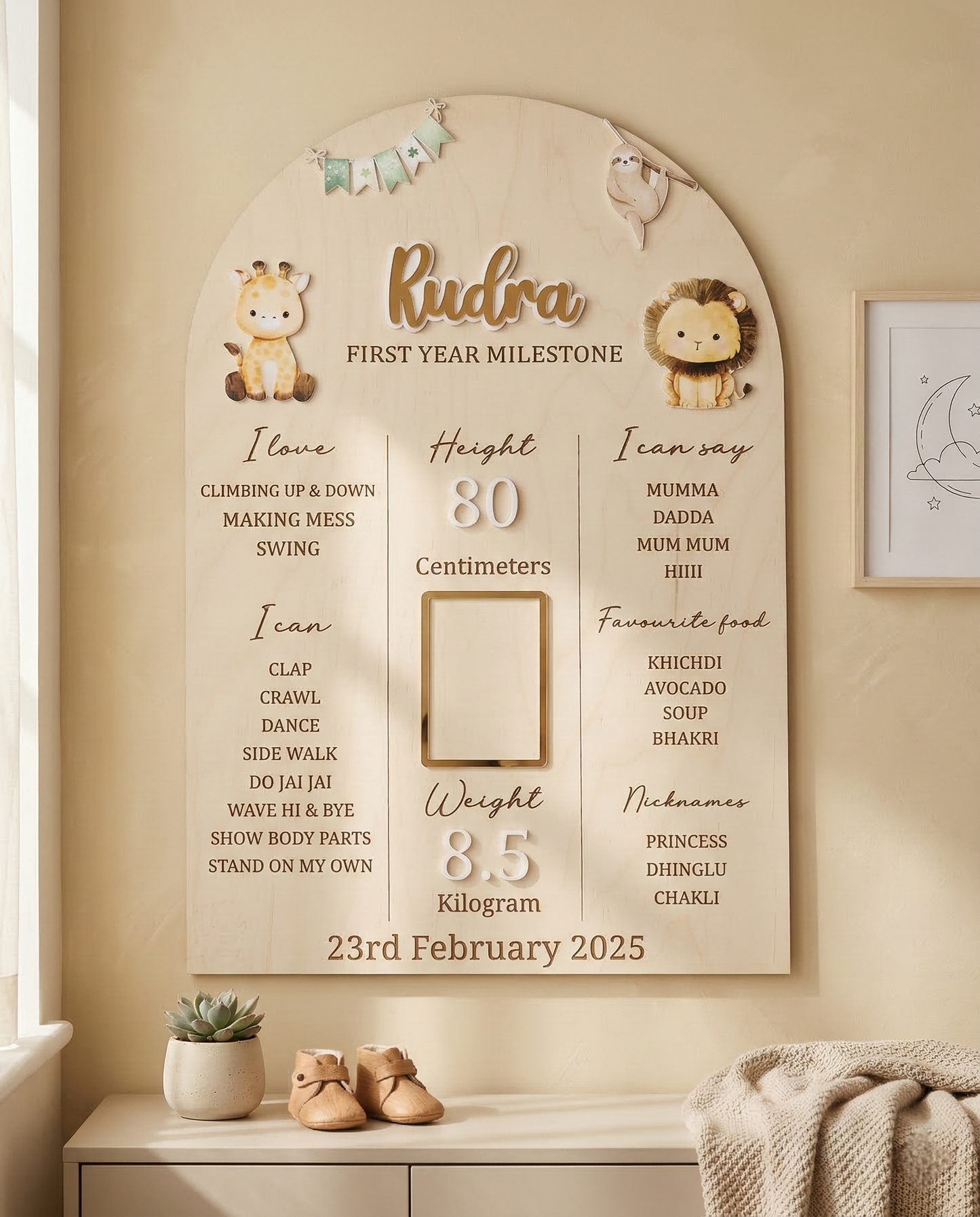 First Year Baby Milestone Board - Animal theme