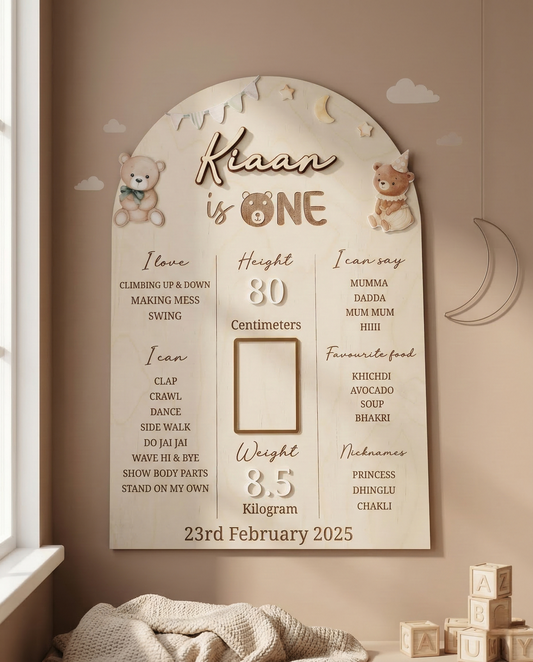First Year Baby Milestone Board - Teddy theme