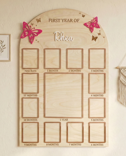 12 MONTH NEW BORN BABY PHOTO BOARD | BUTTERFLY THEME | LARGE