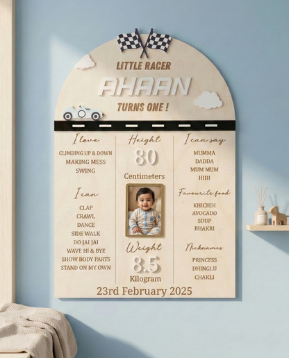 First Year Baby Milestone Board - Car theme