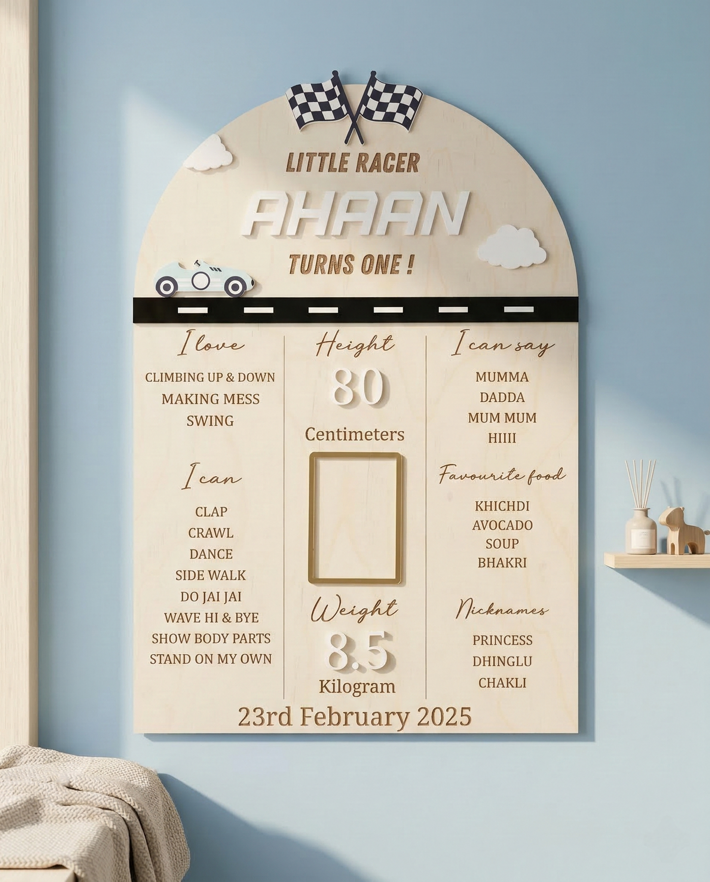 First Year Baby Milestone Board - Car theme