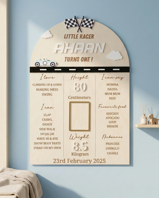 First Year Baby Milestone Board - Car theme