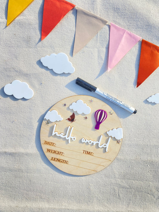 Birth Announcement card | Fillable Stats Sign | Balloon Theme
