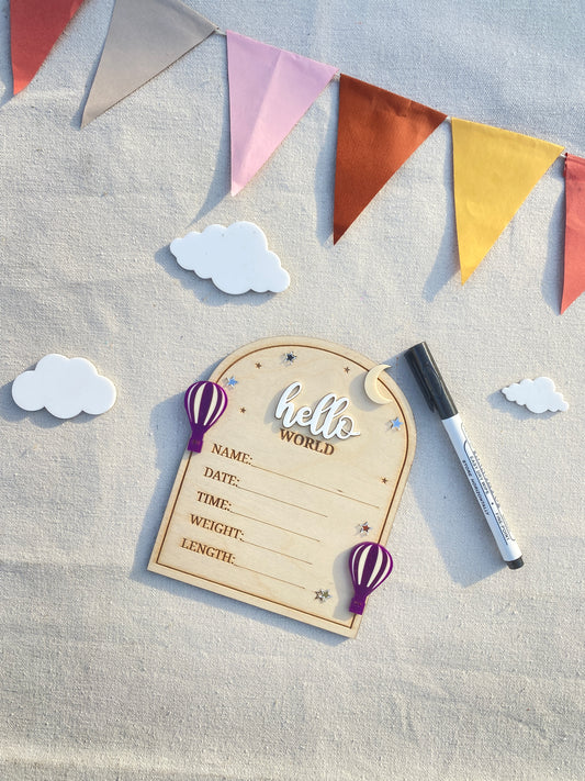 Birth Announcement card | Fillable Stats Sign | Balloon  Arch Theme