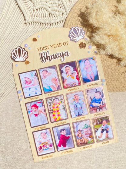 12 MONTH BABY PHOTO BOARD | PEARL THEME