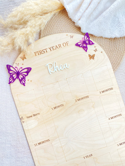 12 MONTH NEW BORN BABY PHOTO BOARD | BUTTERFLY THEME | LARGE