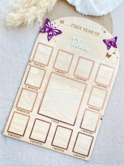 12 MONTH NEW BORN BABY PHOTO BOARD | BUTTERFLY THEME | LARGE