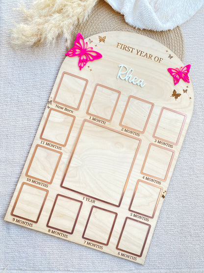 12 MONTH NEW BORN BABY PHOTO BOARD | BUTTERFLY THEME | LARGE