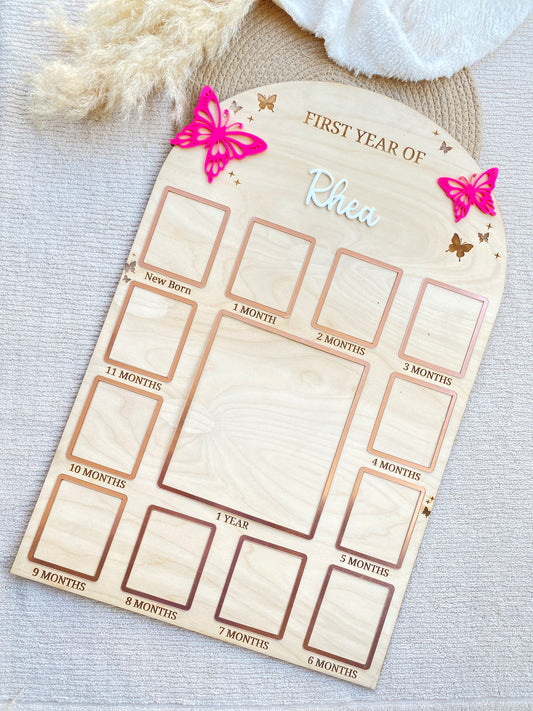 12 MONTH NEW BORN BABY PHOTO BOARD | BUTTERFLY THEME | LARGE