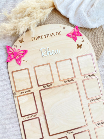 12 MONTH NEW BORN BABY PHOTO BOARD | BUTTERFLY THEME | LARGE