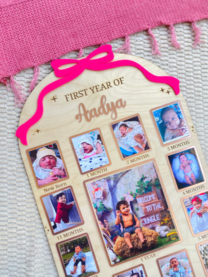 12 MONTH NEW BORN BABY PHOTO BOARD | BOW THEME | LARGE