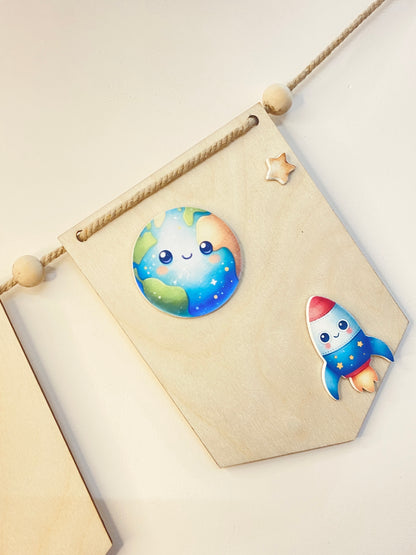Baby name bunting | Space Theme