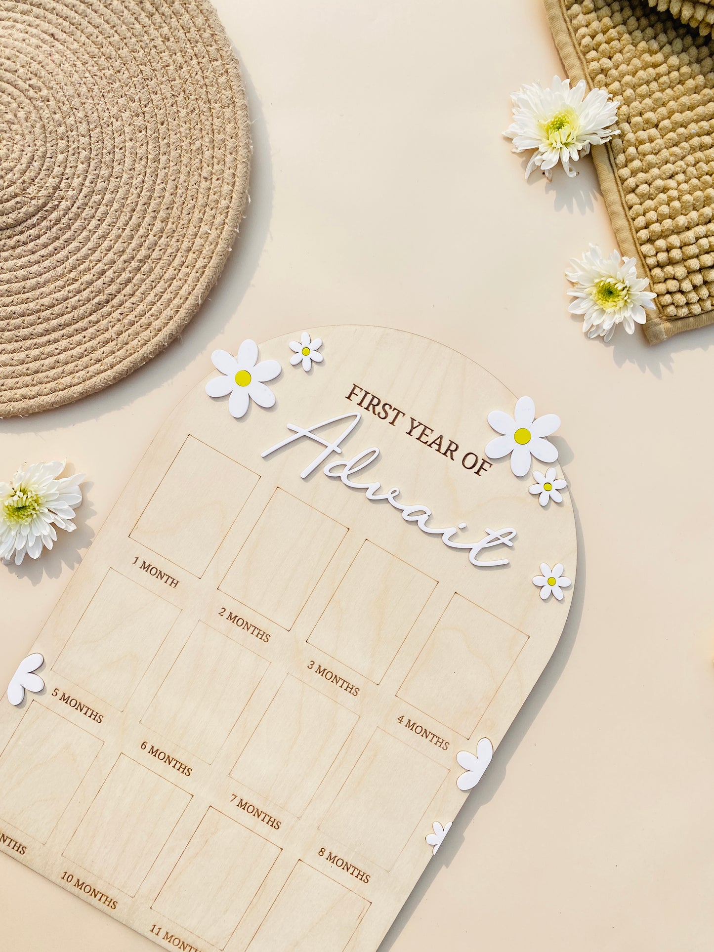 12 MONTH BABY PHOTO BOARD | DAISY THEME