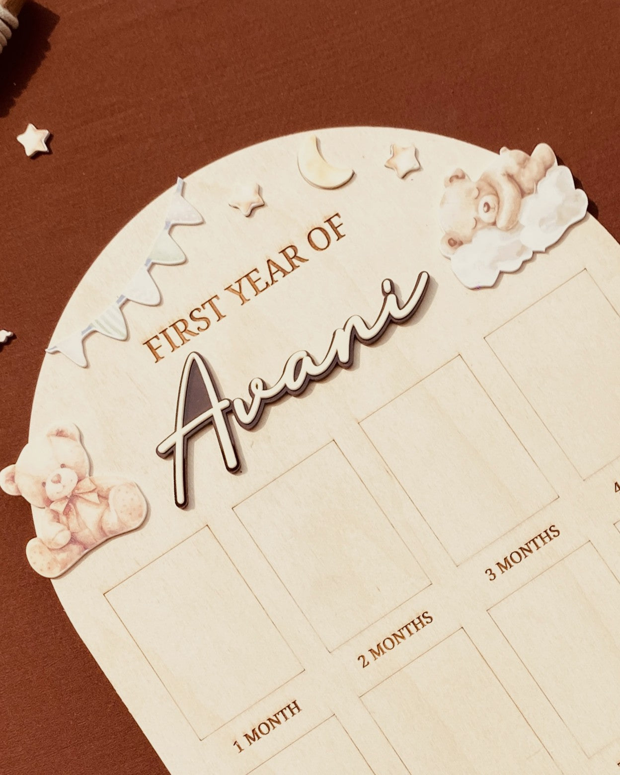 12 MONTH BABY PHOTO BOARD | TEDDY THEME