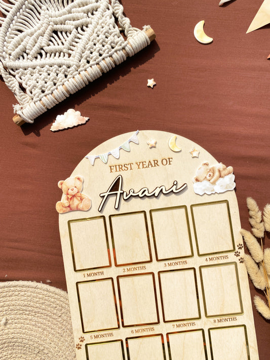 12 MONTH BABY PHOTO BOARD | TEDDY THEME