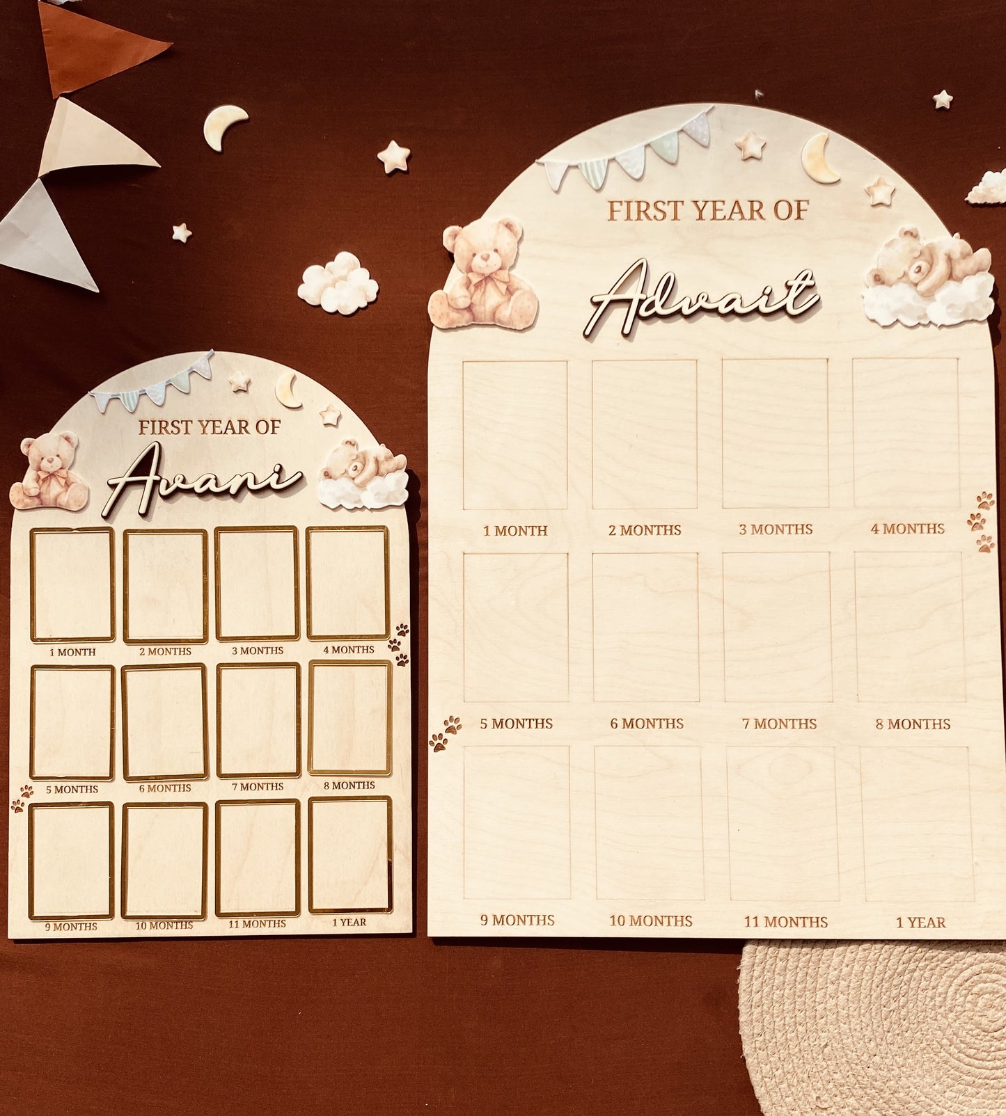 12 MONTH BABY PHOTO BOARD | TEDDY THEME