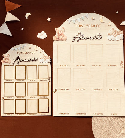 12 MONTH BABY PHOTO BOARD | TEDDY THEME