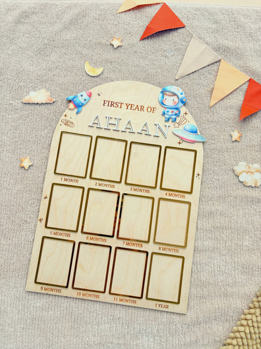 12 MONTH BABY PHOTO BOARD | SPACE THEME