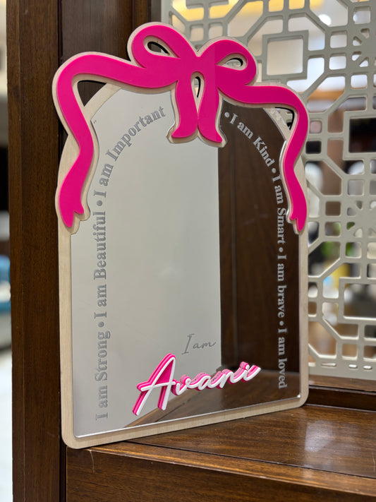 Affirmation Mirror | Bow theme | Personalize | Unbreakable