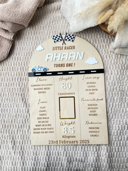First Year Baby Milestone Board - Car theme