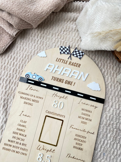 First Year Baby Milestone Board - Car theme