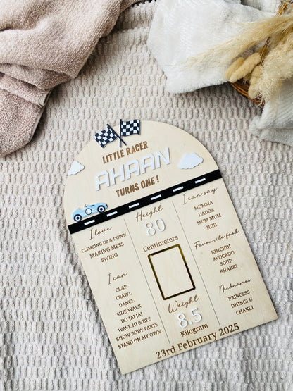 First Year Baby Milestone Board - Car theme