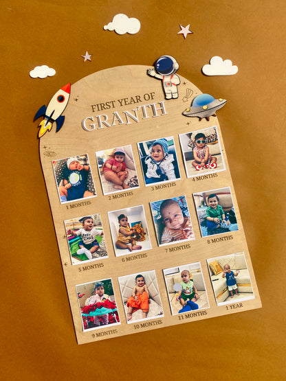 12 MONTH BABY PHOTO BOARD | SPACE THEME