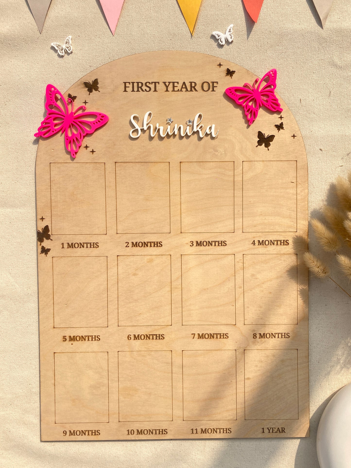 12 MONTH BABY PHOTO BOARD | BUTTERFLY THEME