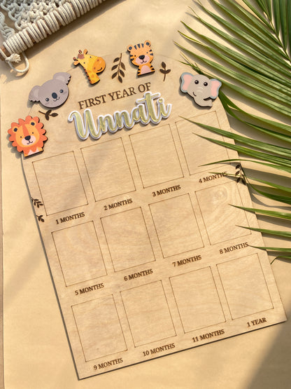 12 MONTH BABY PHOTO BOARD | JUNGLE  THEME