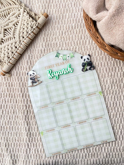 12 MONTH BABY ACRYLIC PHOTO BOARD | PANDA THEME