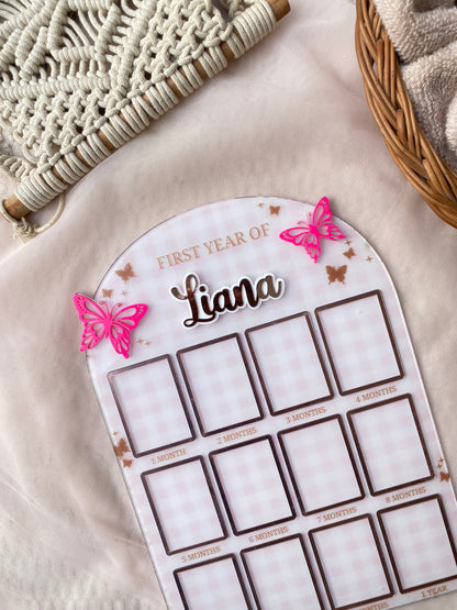 12 MONTH BABY ACRYLIC PHOTO BOARD | BUTTERFLY THEME