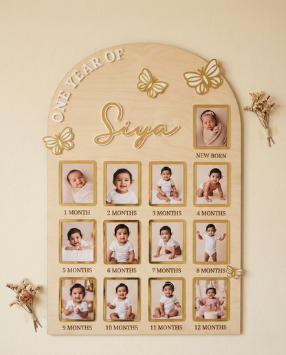 12 MONTH NEW BORN BABY PHOTO BOARD | BUTTERFLY THEME | LARGE