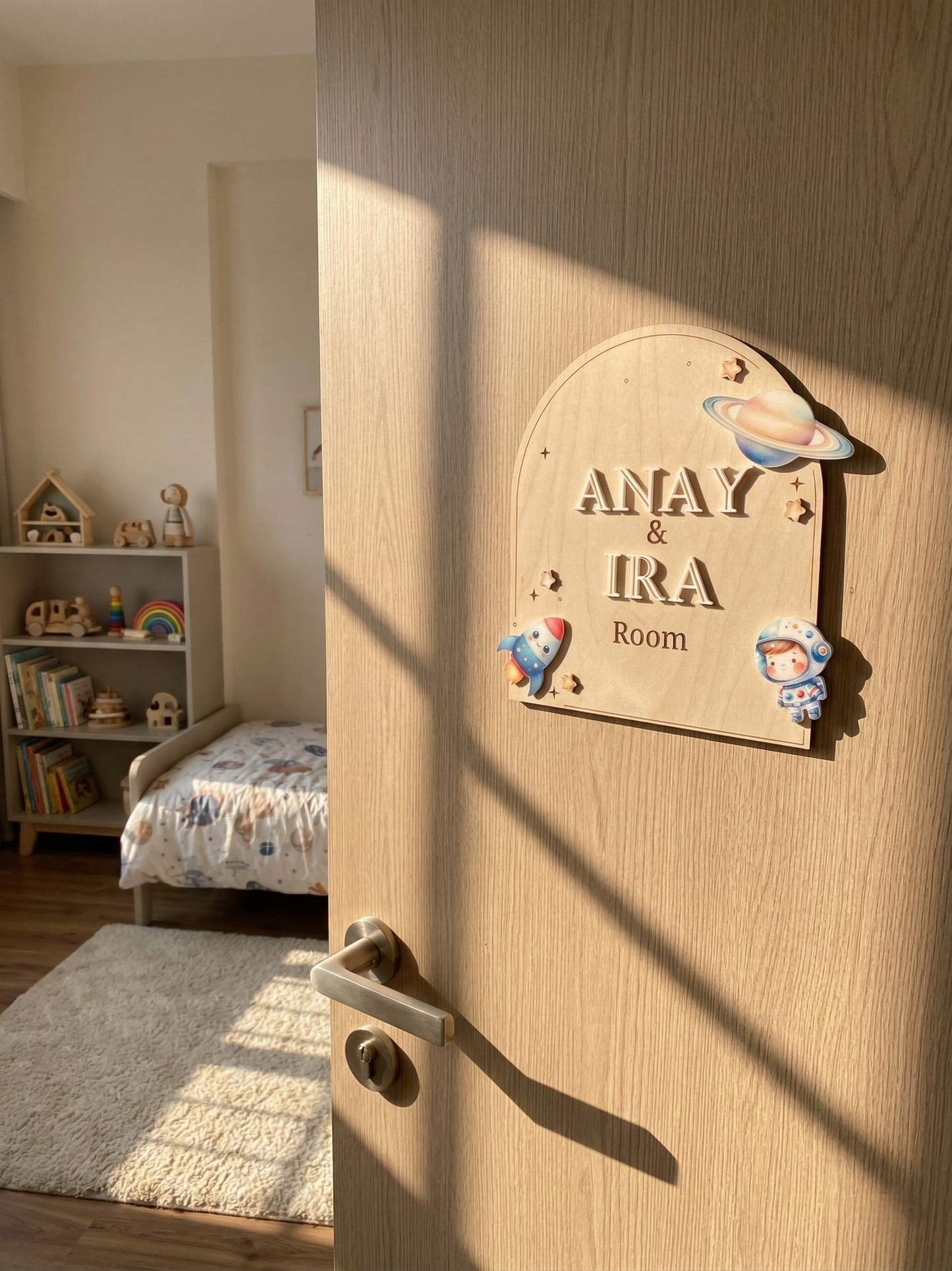 Room Name Card| Space theme |Premium |Wooden