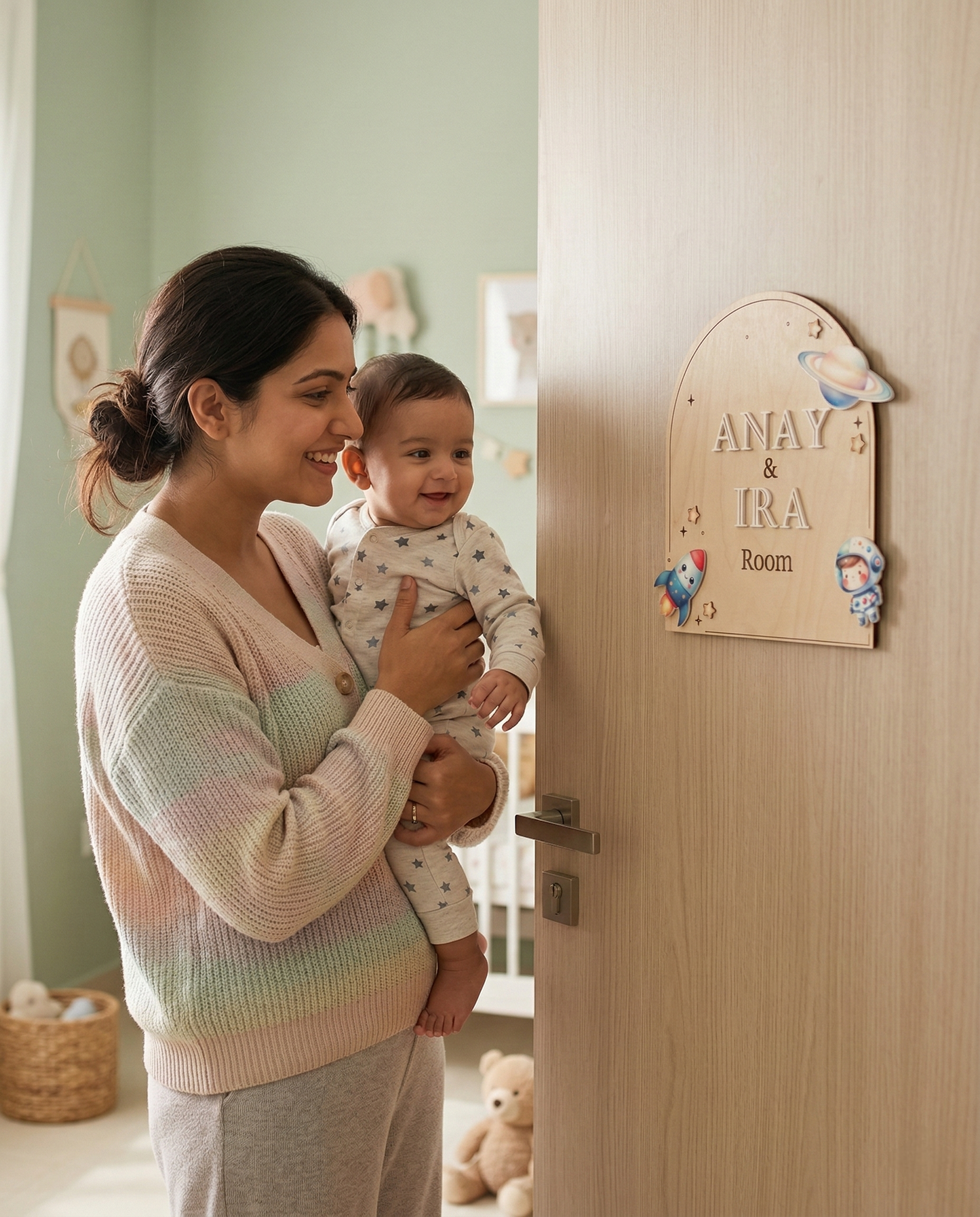 Room Name Card| Space theme |Premium |Wooden