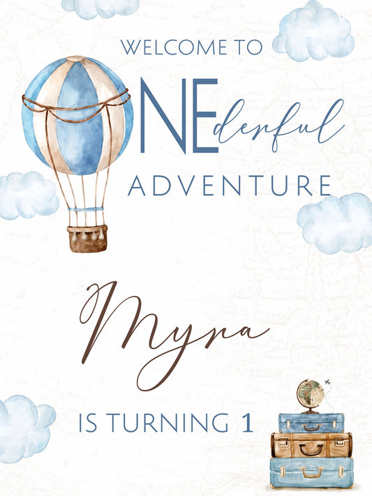 Birthday Welcome Board Hot Air Balloon Theme