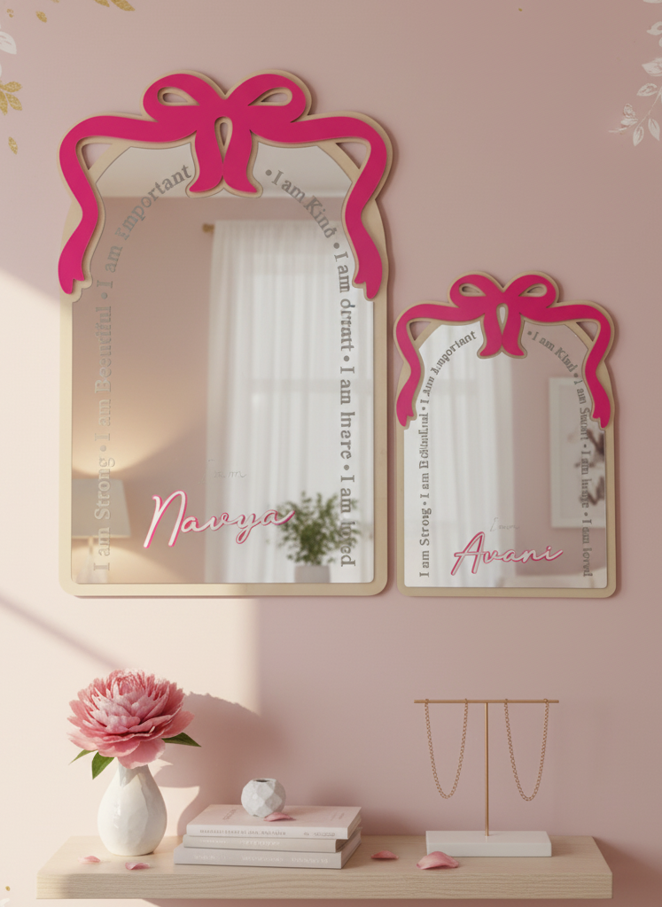 Affirmation Mirror | Bow theme | Personalize | Unbreakable