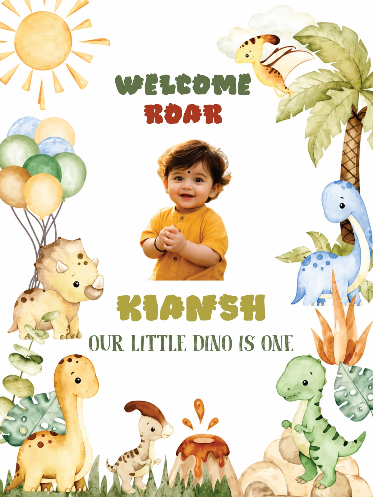 Birthday Welcome Board Dinosaur Theme