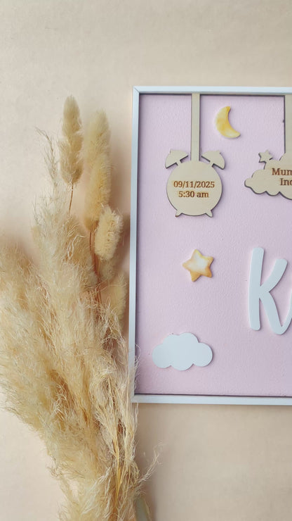 Birth Announcement Frame Sign | Pastel pink