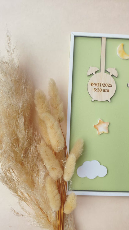 Birth Announcement Frame Sign | Olive fern