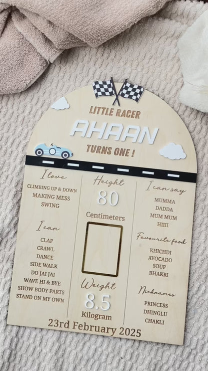 First Year Baby Milestone Board - Car theme
