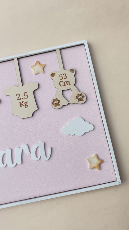 Birth Announcement Frame Sign | Pastel pink