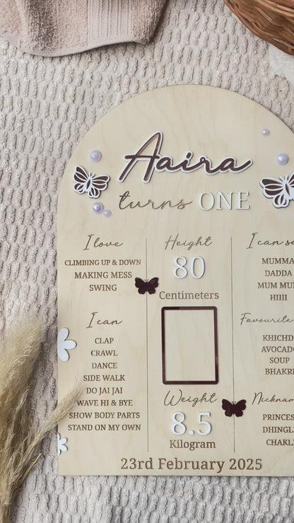 First Year Baby Milestone Board - Butterfly theme