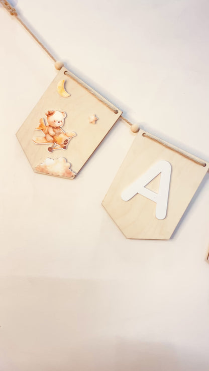 Baby name bunting | Teddy Theme