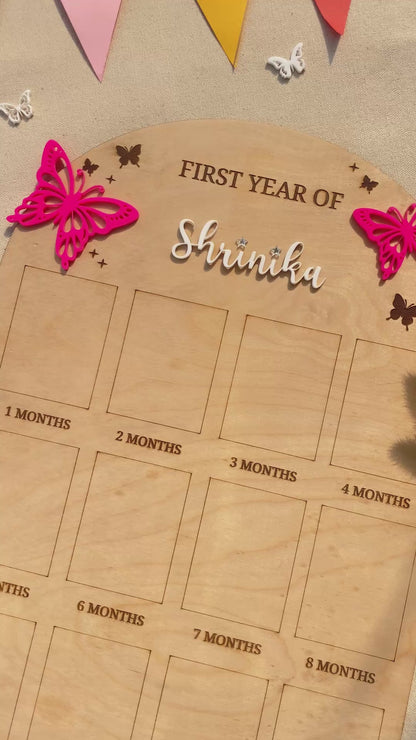 12 MONTH BABY PHOTO BOARD | BUTTERFLY THEME