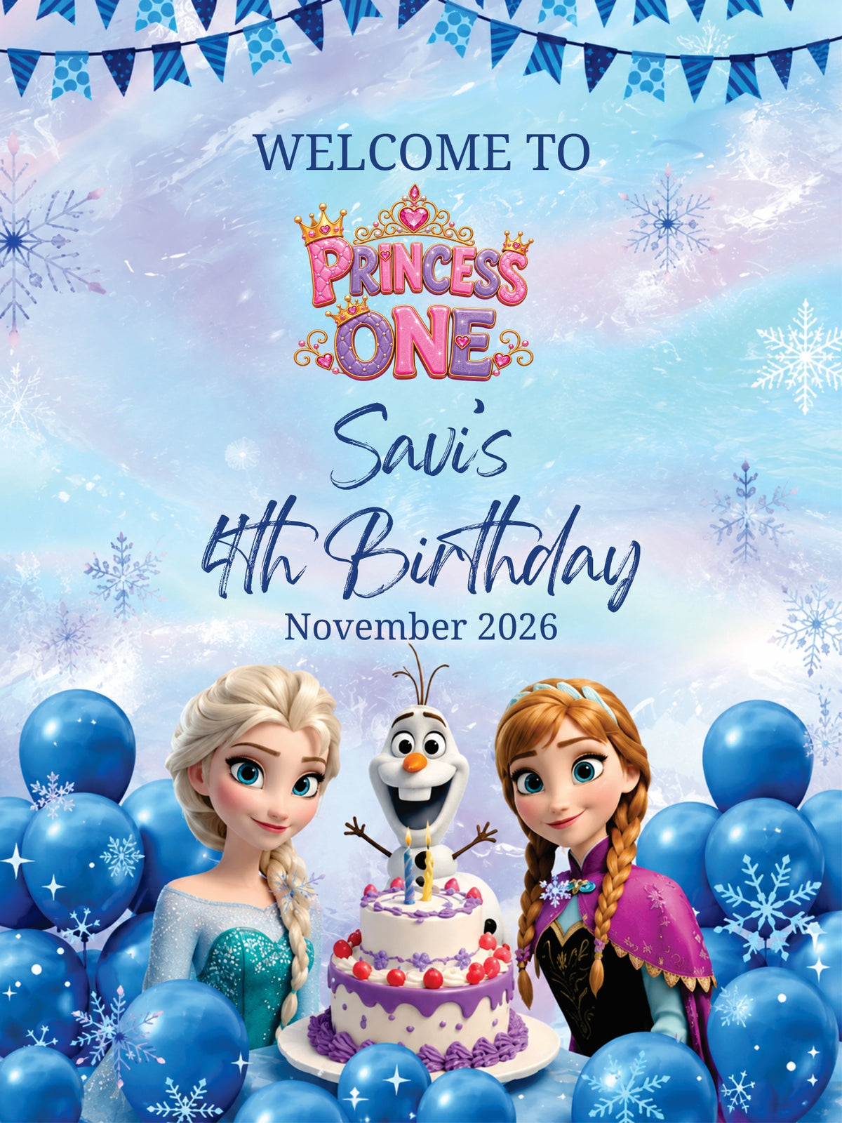 Birthday Welcome Board  Princess Theme