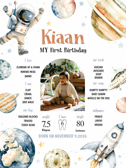 Birthday Chalkboard Poster | Space Theme 1