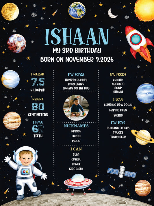 Birthday Chalkboard Poster |  Space Theme 2