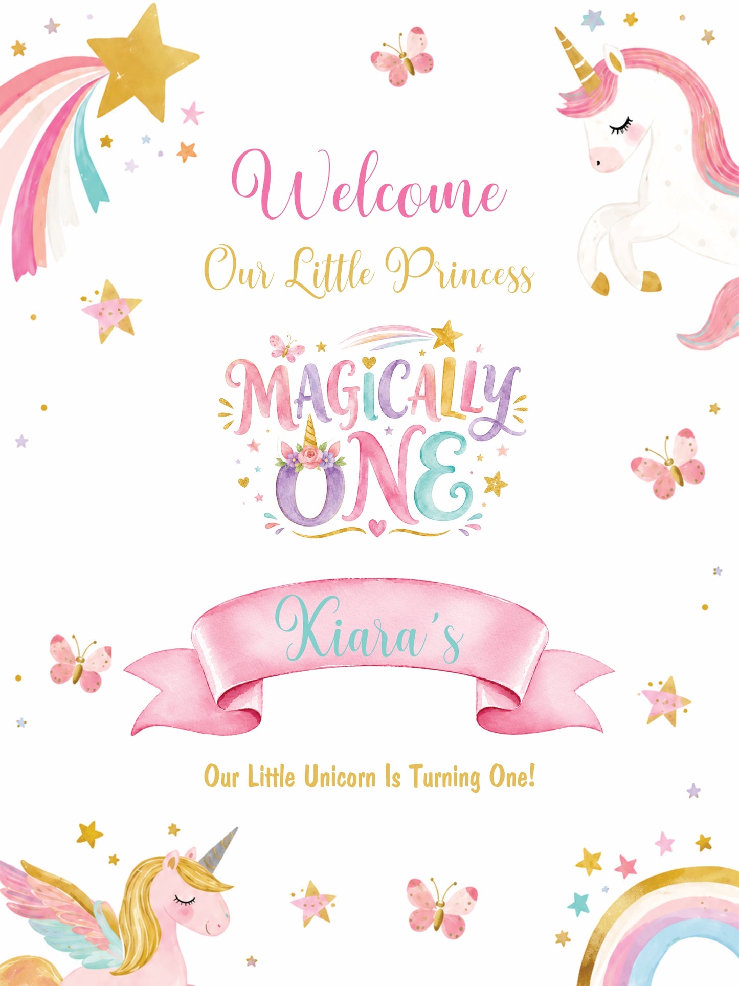 Birthday Welcome Board Unicorn Theme